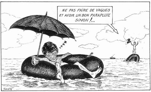 Pas de vague en Guyane, à Kourou, au CSG Dessin humoristique