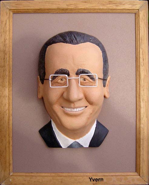 Caricature 3D de François Hollande sculpture encadrée 